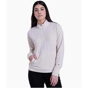 Kuhl shirt jacket womens large L cream quarter zip outdoor gorpcore hiking camp
